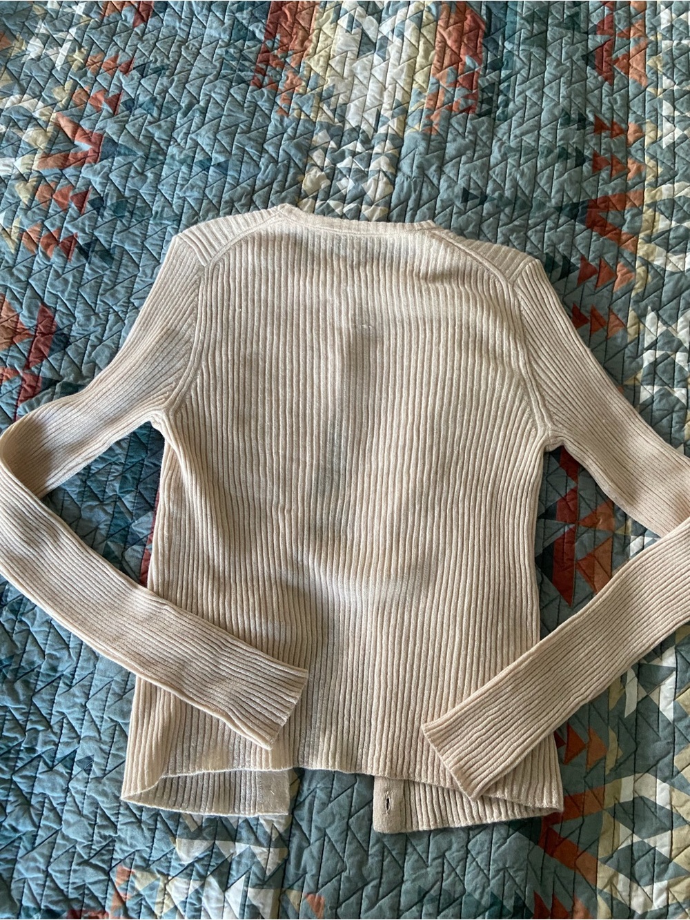 Vince Beige Ribbed Button-Front Cardigan - Picture 6 of 7